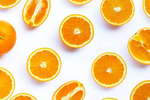 High vitamin C, Juicy and sweet. Fresh orange fruit on white background.