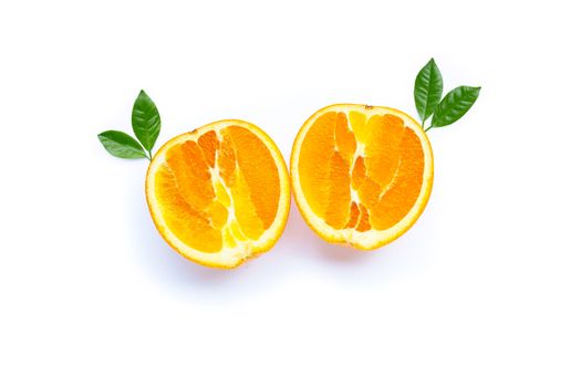 High vitamin C, Juicy and sweet. Fresh orange fruit on white background.