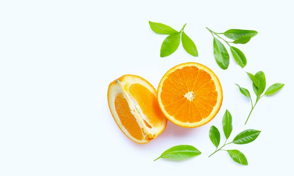 High vitamin C, Juicy and sweet. Fresh orange fruit on white background.
