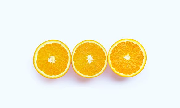 High vitamin C, Juicy and sweet. Fresh orange fruit on white background.