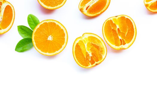 High vitamin C, Juicy and sweet. Fresh orange fruit on white background.