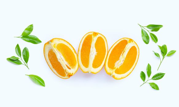 High vitamin C, Juicy and sweet. Fresh orange fruit on white background.