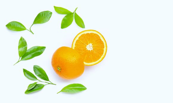 High vitamin C, Juicy and sweet. Fresh orange fruit on white background.