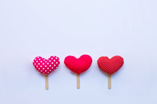 Valentine's hearts on white background. Copy space