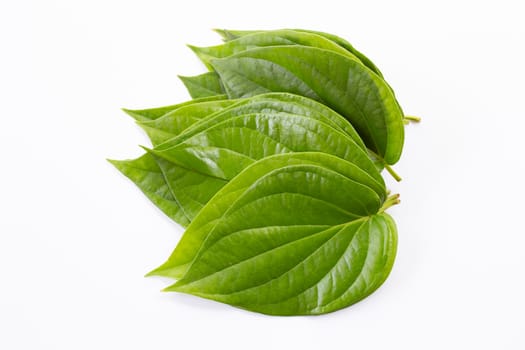 Green betel leaves, Fresh piper betle on white background.
