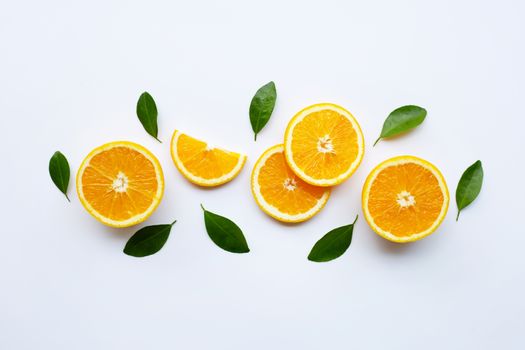 Fresh orange citrus fruit isolated on white background. Juicy, sweet and high vitamin C