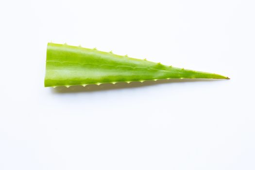 Aloe vera fresh leaf on white background.