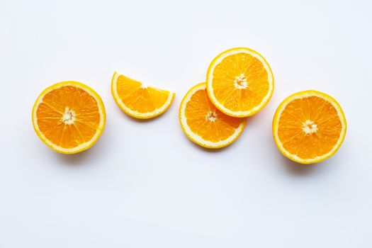 Fresh orange citrus fruit isolated on white background. Juicy, sweet and high vitamin C