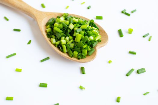 Green onions isolated on white background