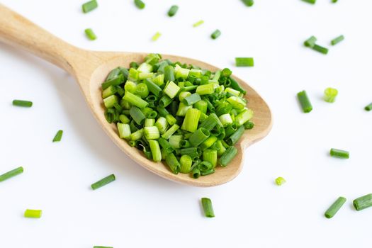 green onions isolated on white background