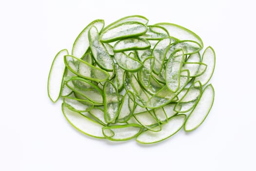 Aloe vera is a popular medicinal plant for health and beauty, on white background.