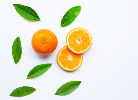 Fresh orange citrus fruits  on white background.