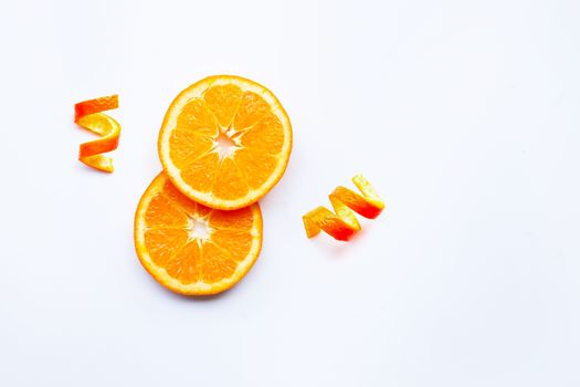 Fresh orange citrus fruits  on white background.