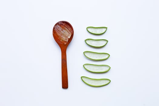 Aloe vera is a popular medicinal plant for health and beauty, on white background.