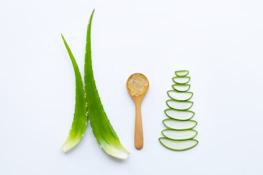 Aloe vera is a popular medicinal plant for health and beauty, on white background.