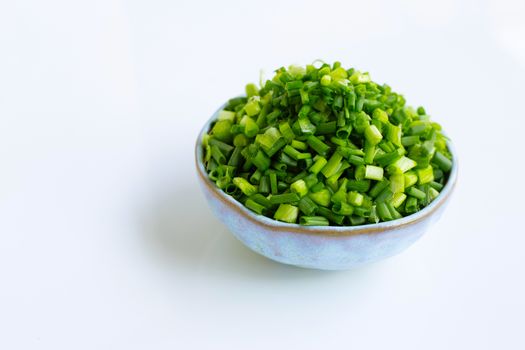 green onions isolated on white background