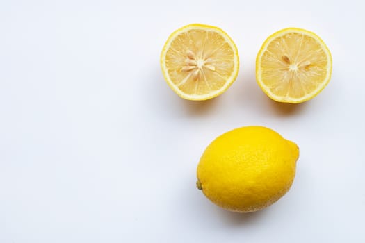 Lemon on white background. Top view