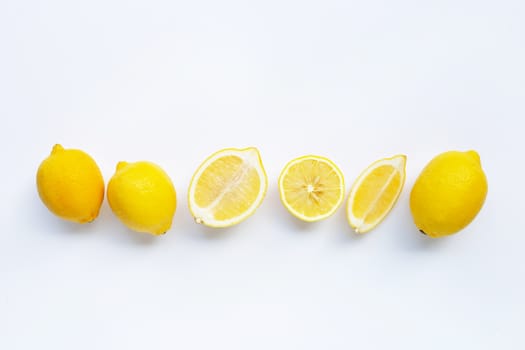 Lemon on white background. Top view