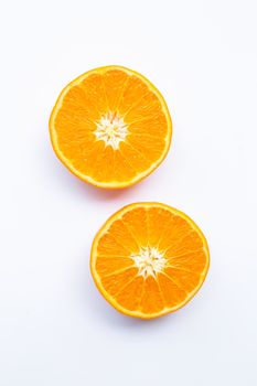 Fresh orange citrus fruits  on white background.