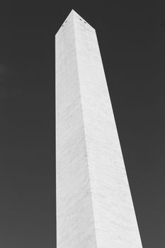 Washington Monument tall obelisk in National Mall Washington DC commemorating George Washington monochrome, USA.