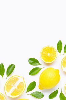 Lemon isolated on white background. Copy space