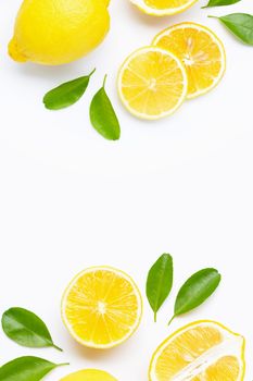 Lemon isolated on white background. Copy space