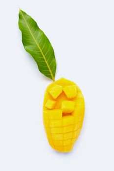 Tropical fruit, Mango  on white background. Top view