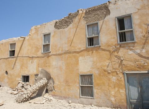 Old derelict abandoned building in an african egyptian town