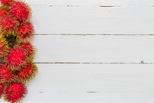 Rambutan, tropical fruit, common fruit in Southeast Asia countries.