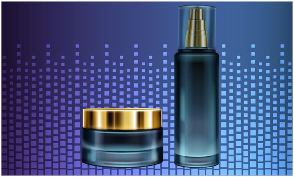 mock up illustration of female cosmetic products on abstract background