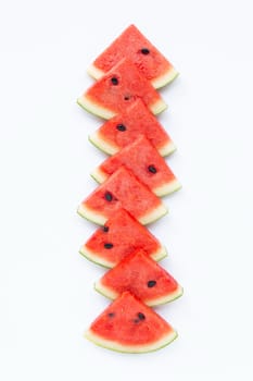 Watermelon pieces on white  background.