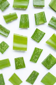 Aloe vera pieces on  white background.