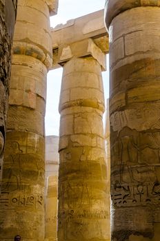 Columns in the Karnak temple in Luxor, Egypt