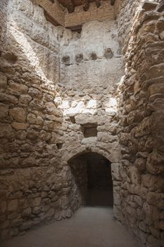 Ancient old walls and doorway entrance in ottoman period fort at El Quseir Egypt
