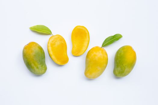 Tropical fruit, Mango  on white background. Top view