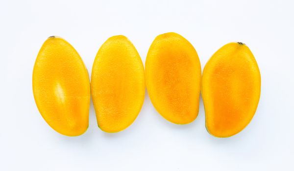 Tropical fruit, Mango  on white background. Top view