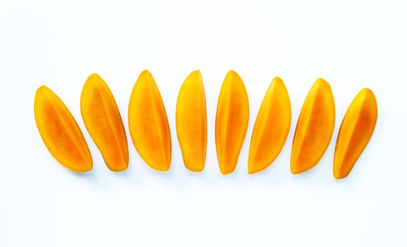 Tropical fruit, Mango  on white background. Top view