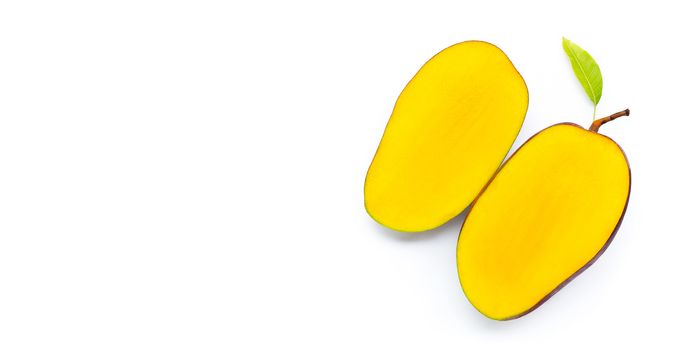 Tropical fruit, Mango  on white background. Top view