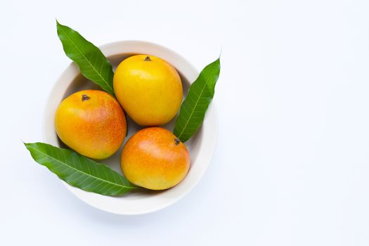 Tropical fruit, Mango  on white background. Top view