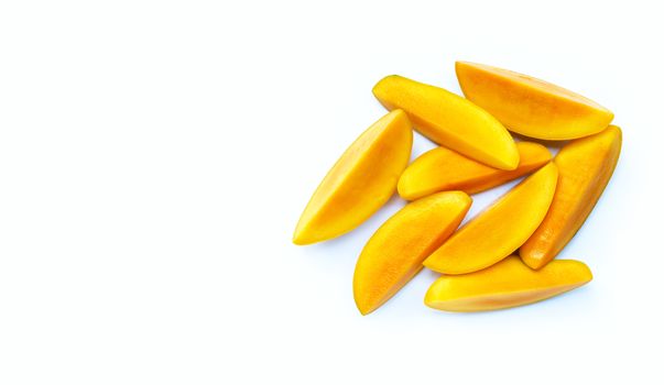 Tropical fruit, Mango  on white background. Top view