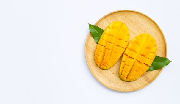 Tropical fruit, Mango  on white background. Top view