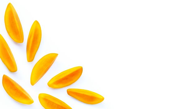 Tropical fruit, Mango  on white background. Top view