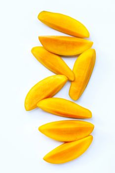 Tropical fruit, Mango  on white background. Top view