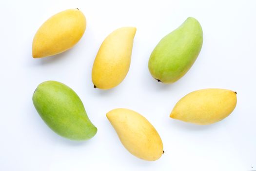 Top view of yellow mango, Tropical fruit  juicy and sweet.