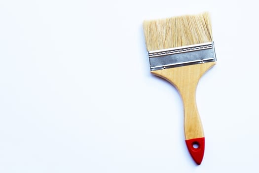Paint brush on white background. copy space