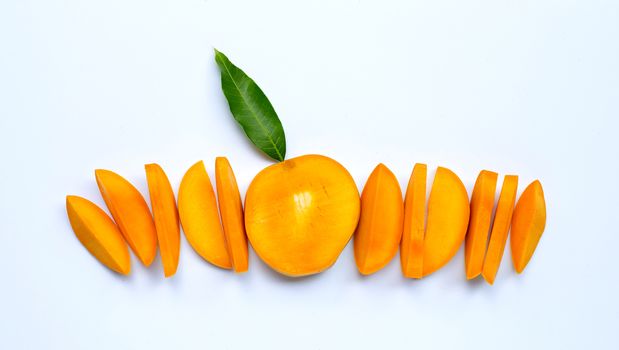 Tropical fruit, Mango  on white background. Top view
