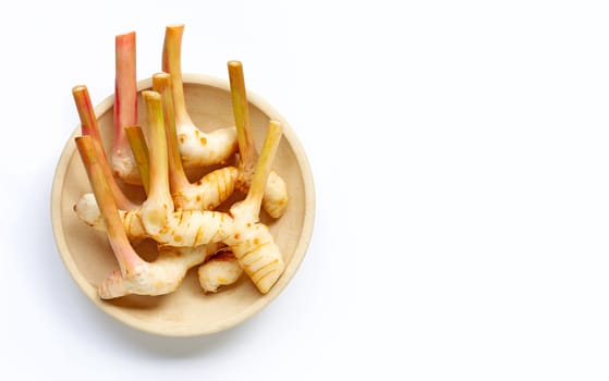 Fresh galangal isolated on white background.