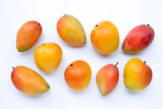 Tropical fruit, Mango  on white background. Top view