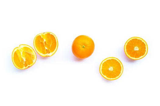 High vitamin C, Juicy and sweet. Fresh orange fruit on white background.