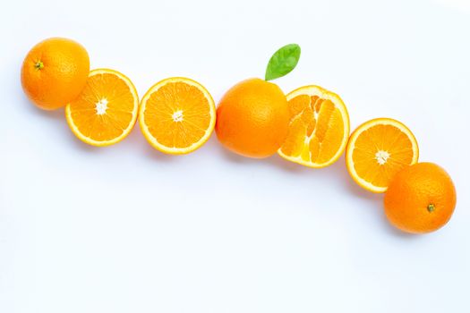 High vitamin C, Juicy and sweet. Fresh orange fruit on white background.